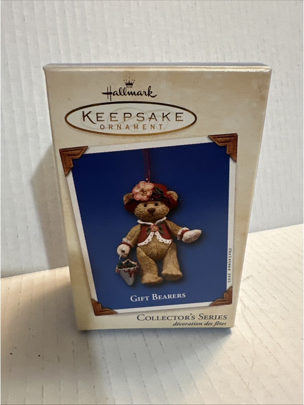 Gift Bearers Teddy Bear 2003 Porcelain Hallmark Christmas Ornament in box 5th